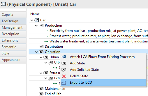 Automatic and controllable export to your LCA tool